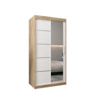 SCHWEBETÜRENSCHRANK 200/100/62 2-türig - Silberfarben/Weiß, Holz/Kunststoff (100/200/62cm) - MÖBEL KRYSPOL