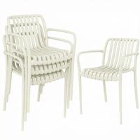 GARTENSTÜHLE 4er Set Kunststoff Cremeweiß - Creme, Kunststoff (55/81.5/58.5cm) - Outsunny