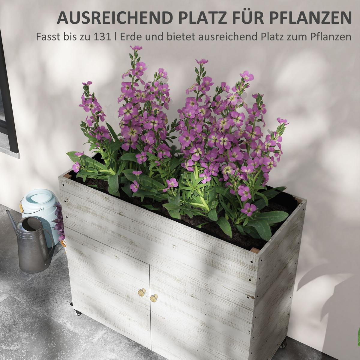 HOCHBEET, Weiß, Tannenholz - Weiß, Holz (50/95/110cm) - Outsunny