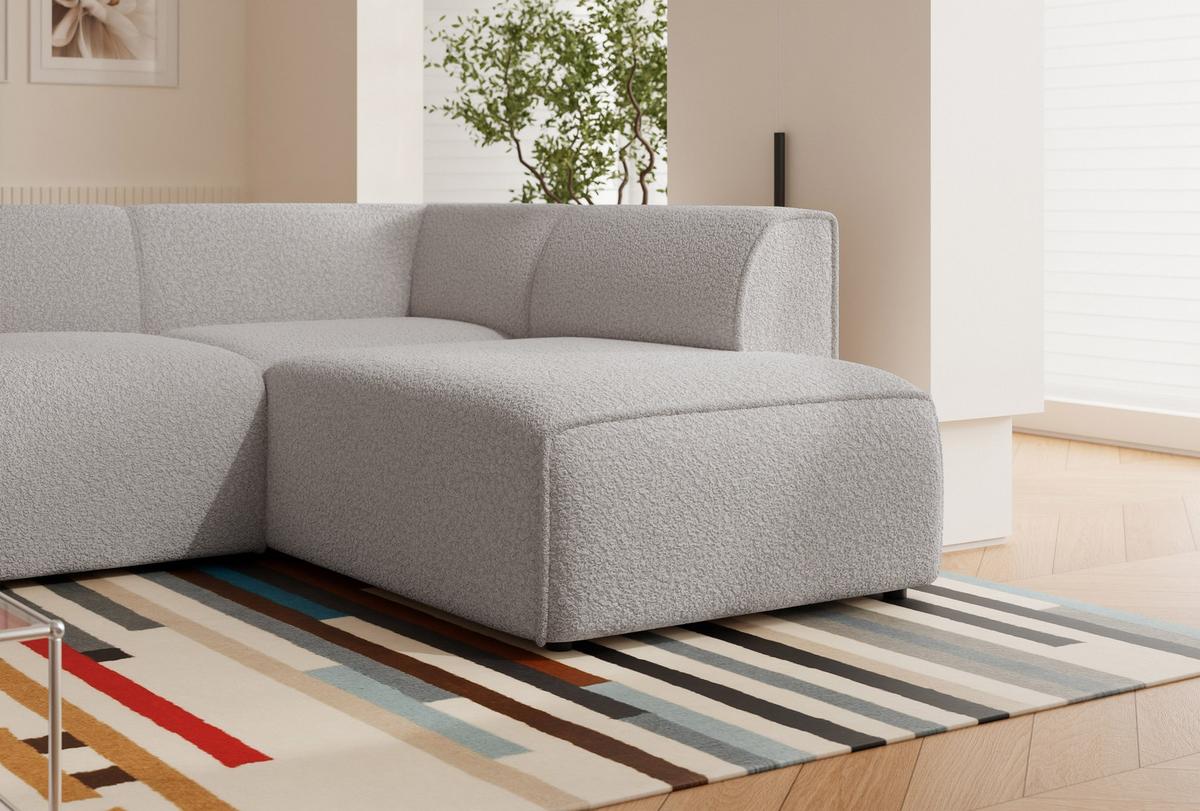 ECKSOFA ZAVO Rechts Feiner Mischstoff in Grau - Grau, Kunststoff/Textil (310/218cm) - Idohome