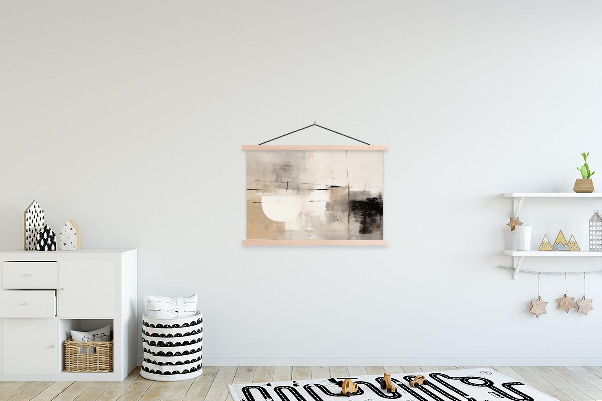 POSTER MIT MAGNETLEISTEN Abstrakt - Kunst - Grau Wanddeko 90x60 cm - Hellgrau, Textil (90/60/0.15cm) - MuchoWow