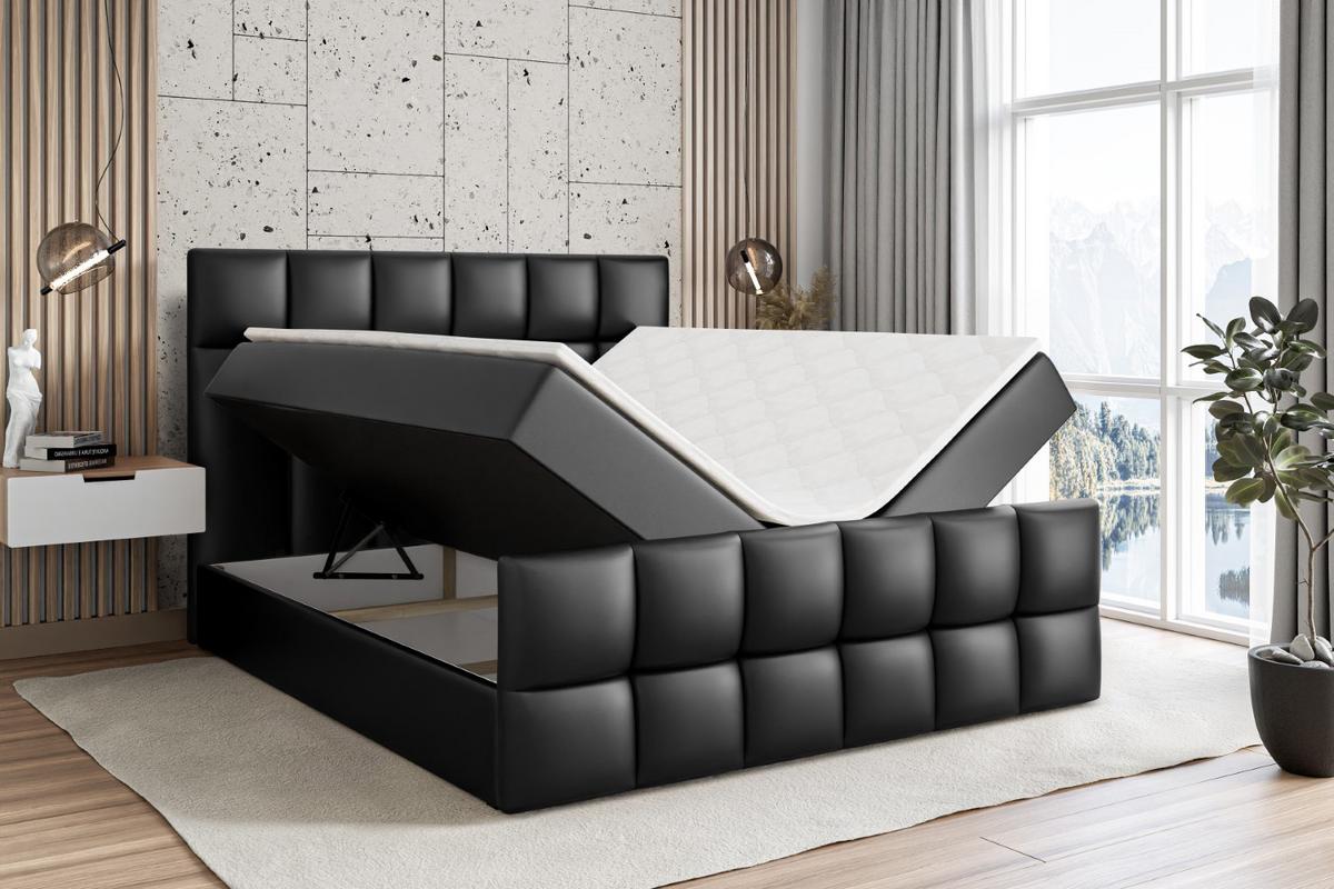BOXBETT RICAR-Z - 180 x 200 - H3 - Schwarz Hochglanz - Schwarz Hochglanz, Holzwerkstoff (180/200cm) - ALTDECOR