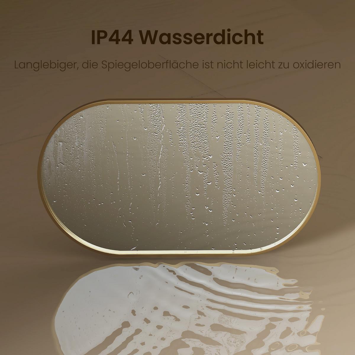 WANDSPIEGEL Glasspiegel Oval Gold 70/50/2 cm - Goldfarben, Glas (50/70/2cm) - EMKE