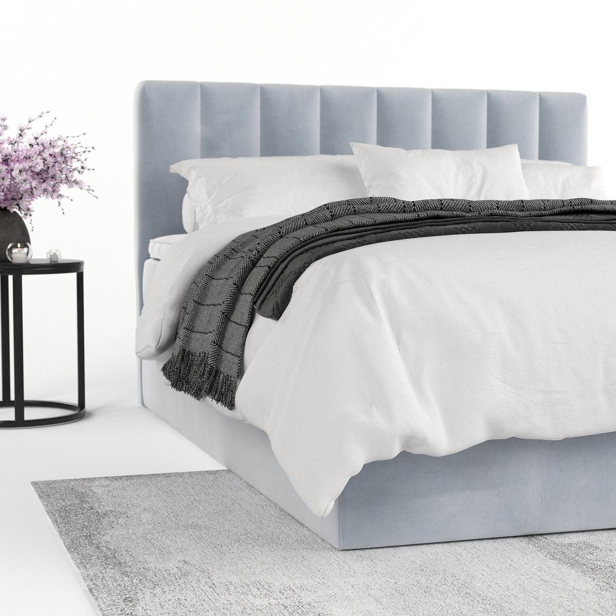 BOXBETT Lusso 180/200 cm Hellgrau im Paros Stoff - Hellgrau/Schwarz, Holz/Holzwerkstoff (180/200cm) - AltaBeds