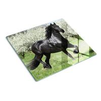 GLASPLATTE 60x52 cm Pferdeblumen - Schwarz, Glas (60/52cm) - TULUP