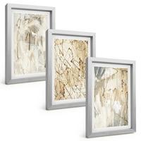 BILDER SET 3er Set - 20x30 cm Silberner Rahmen - Abstrakte Muster in Beige und Grau - Silberfarben, Kunststoff (20/30cm) - TULUP