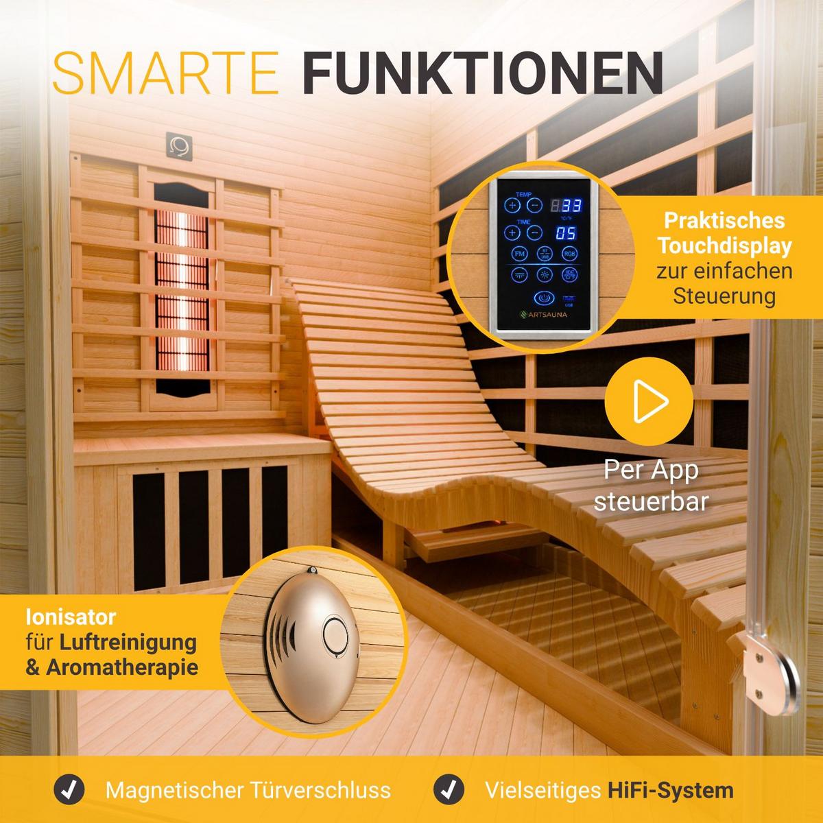 INFRAROTKABINE Esbjerg mit Triplex-Heizsystem & Hemlockholz - Naturfarben, Holz (130/190/190cm) - Artsauna