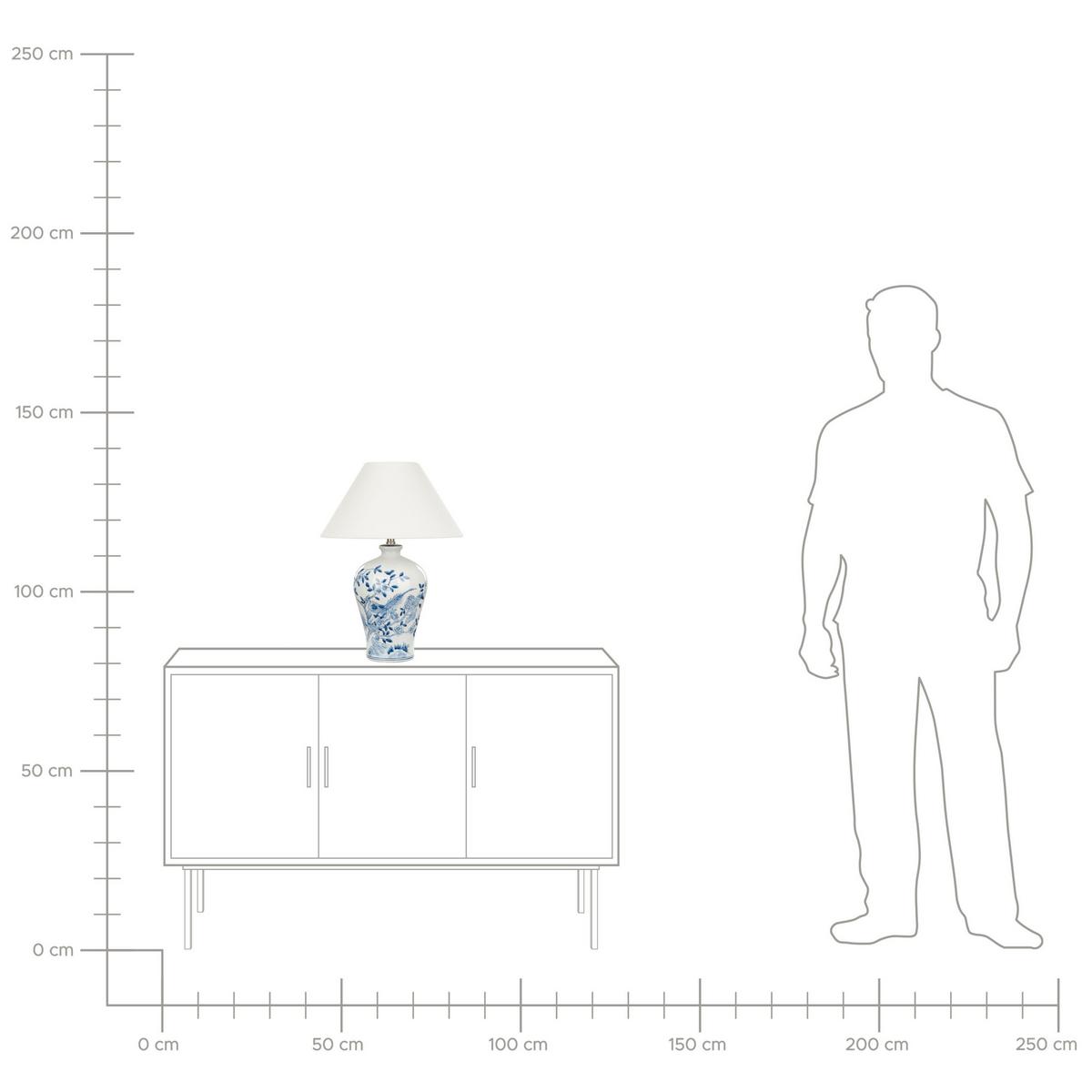 TISCHLAMPE Weiß Magros - Blau/Weiß, Keramik (40/40/55cm) - Beliani
