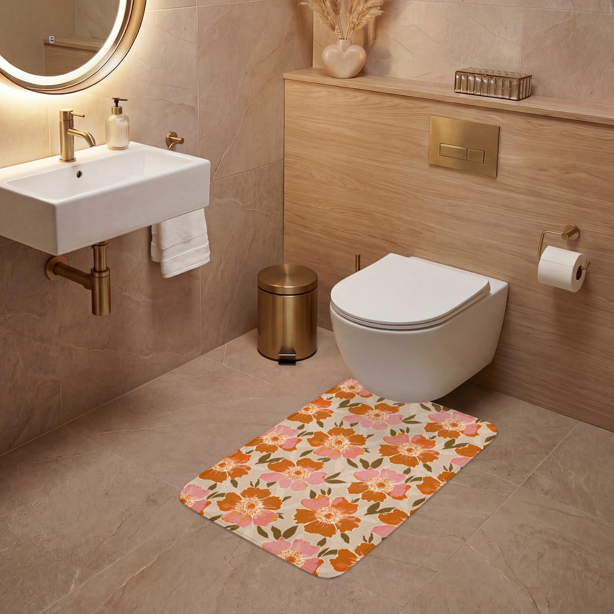 WC-VORLEGER Blumen - Motiv - Retro WC Teppich 50x80 cm - Multicolor, Textil (50/1cm) - OnlyWow