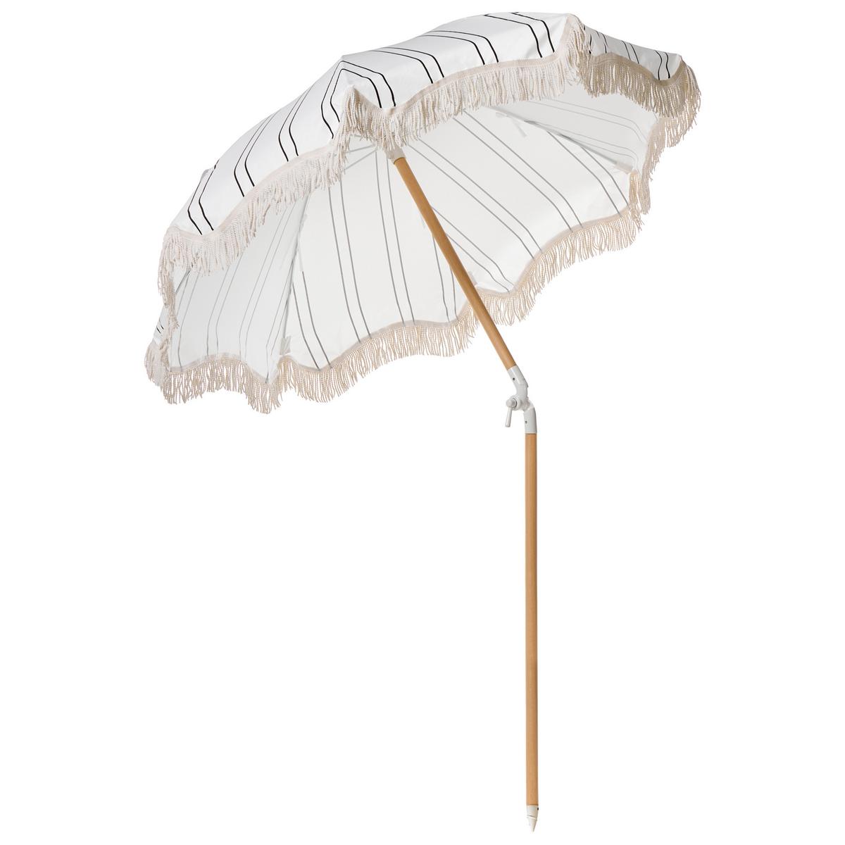 SONNENSCHIRM 155 cm Weiß/Schwarz Mondello - Schwarz/Weiß, Holz (155/155cm) - Beliani