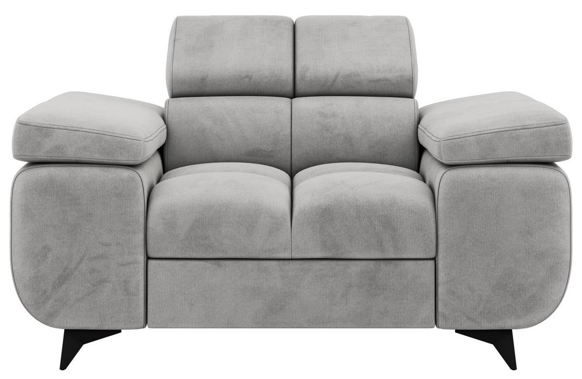 SESSEL NIDELLO - Hellgrau Velvet - Hellgrau/Schwarz, Textil/Metall (130/70/97cm) - MKS