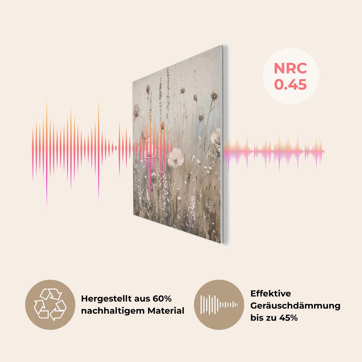AKUSTIKBILD Blumen - Rosa - Modern - Beige Akustikpaneele 90x90 cm - Beige, Kunststoff (90/90/0.9cm) - MuchoWow