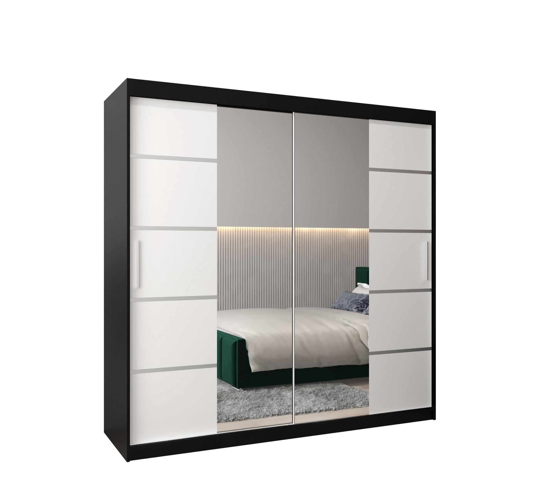SCHWEBETÜRENSCHRANK 200/200/62 2-türig - Silberfarben/Schwarz, Holz/Kunststoff (200/200/62cm) - MÖBEL KRYSPOL