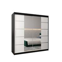 SCHWEBETÜRENSCHRANK 200/200/62 2-türig - Silberfarben/Schwarz, Holz/Kunststoff (200/200/62cm) - MÖBEL KRYSPOL