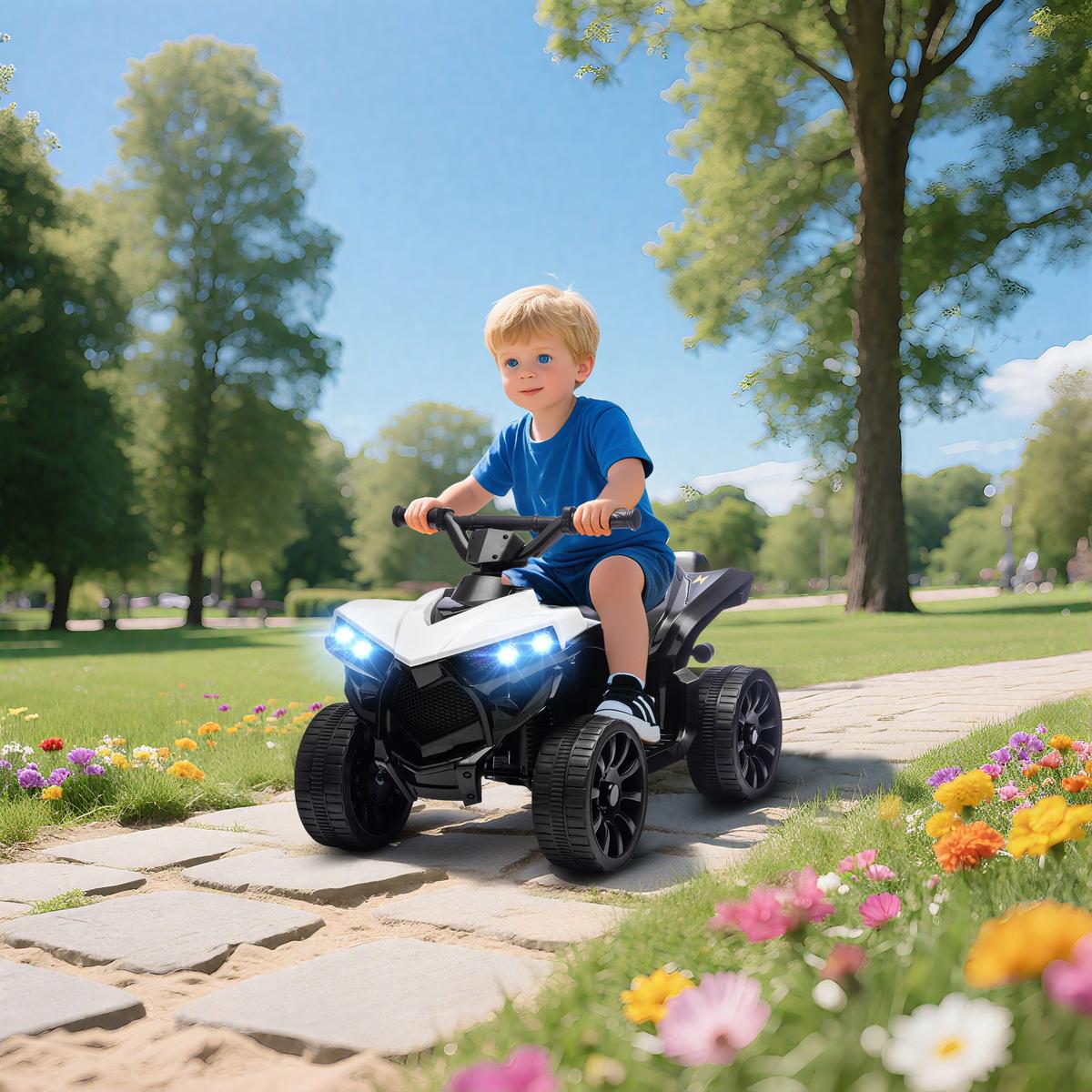 KINDER QUAD mit Scheinwerfer Weiß - Weiß, Metall (70/42/45cm) - AIYAPLAY