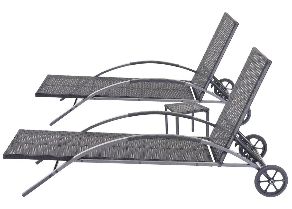 SONNENLIEGE Schwarz, Grau - Schwarz/Grau, Kunststoff (65/87/200cm) - MCW