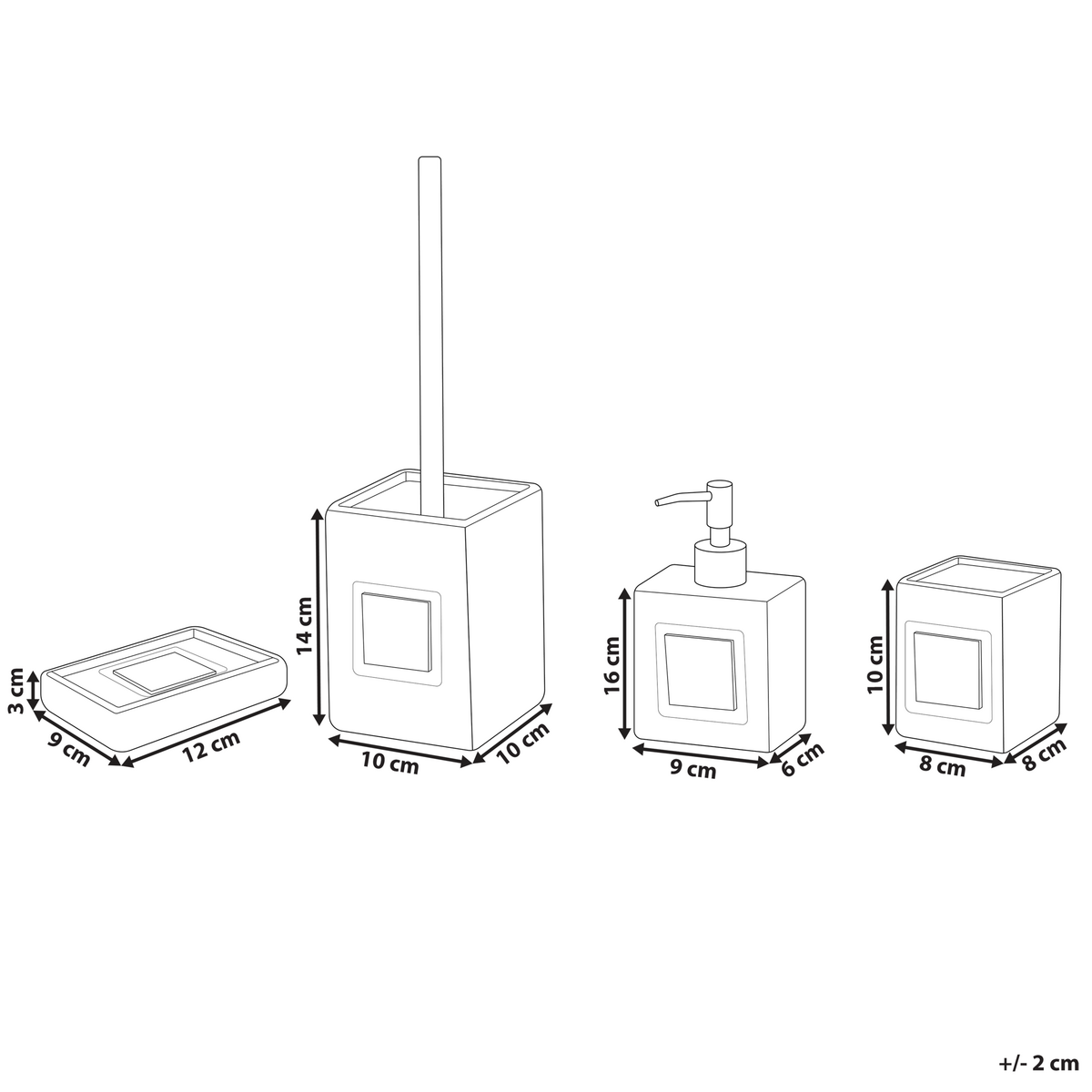 BADEZIMMER Set 4-teilig Keramik beige/heller Holzfarbton Kourou - Hellbraun/Beige, Stein (9/16/6cm) - Beliani