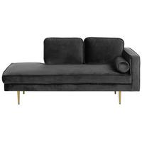 CHAISELONGUE Samtstoff schwarz rechtsseitig Miramas - Goldfarben/Schwarz, Textil (171/63/79cm) - Beliani