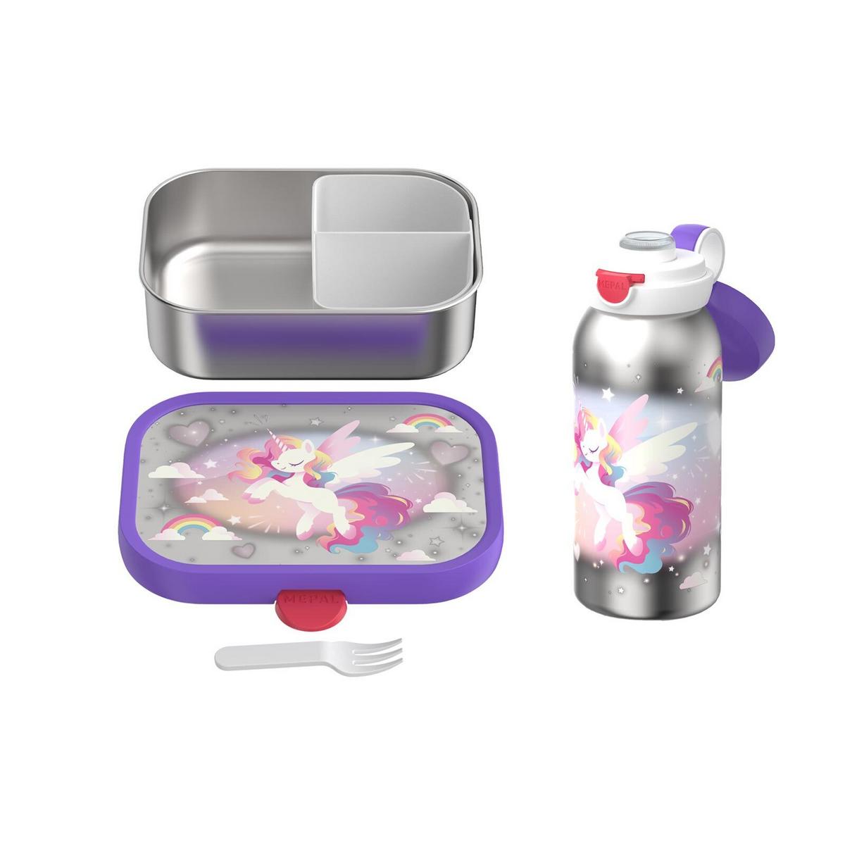 EDELSTAHL-LUNCHSET Campus Unicorn Glow 2-tlg. - Lila, Kunststoff/Metall (2/2/2cm) - Mepal