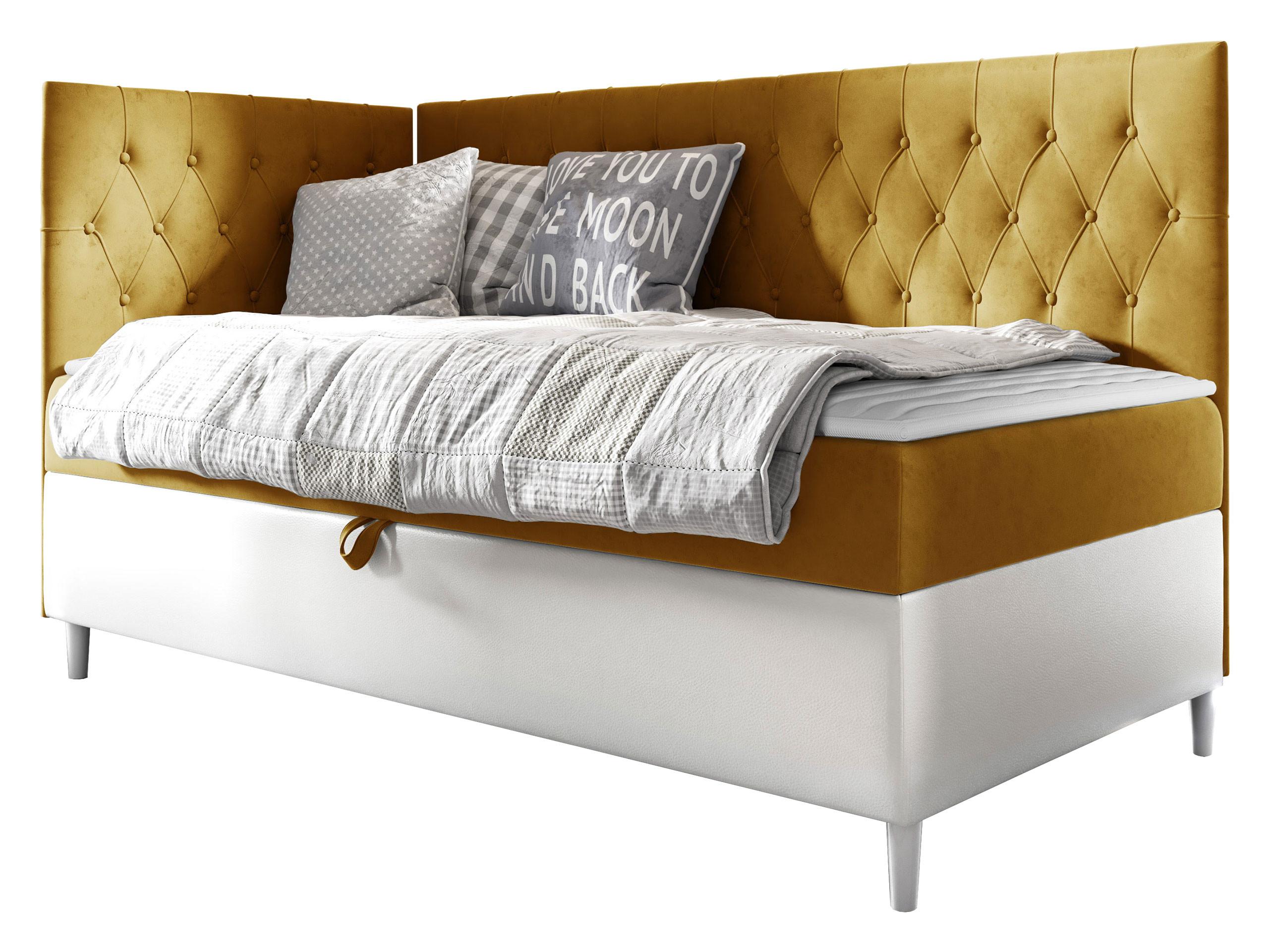BOXBETT Filip Junior 3, Seite zum Öffnen des Bettkastens: Links - H3 - Gelb/Weiß, Holz (90/200cm) - MIRJAN24