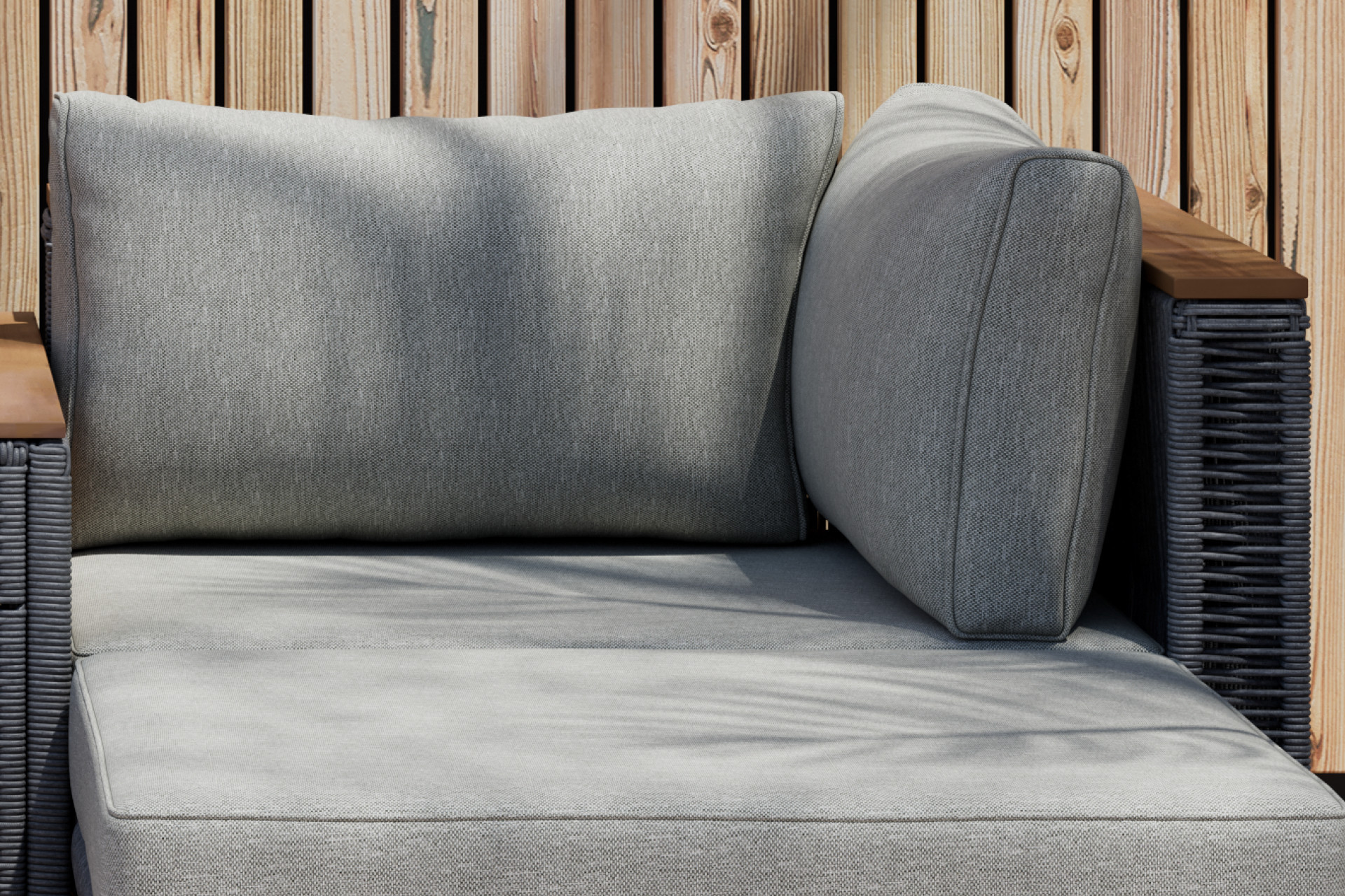 Loungegarnitur inkl. Sitz- und Rückenkissen Grau Outdoorstoff Webstoff Bezug abnehmbar und waschbar 