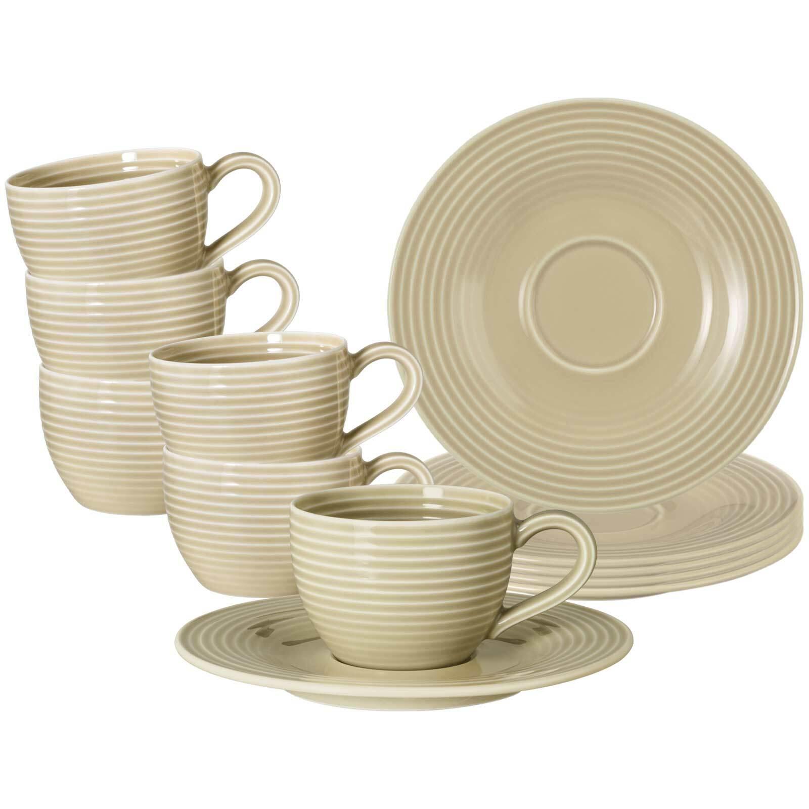 ESPRESSOTASSEN MIT UNTERTASSEN Beat Color Glaze Sandbeige 100 ml 6er Set - Beige, Keramik (13.7/6.3/13.7cm) - Seltmann Weiden