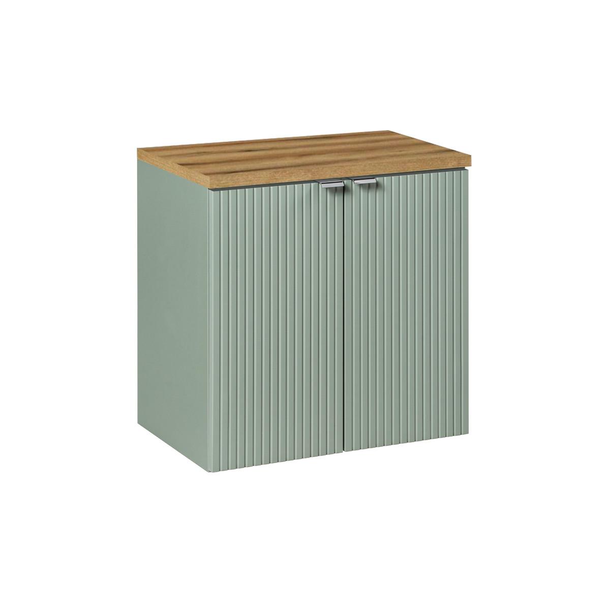 WASCHTISCHUNTERSCHRANK 60cm Jade Grün und Holz - Grün, Holzwerkstoff (60/57/40cm) - Petits-meubles