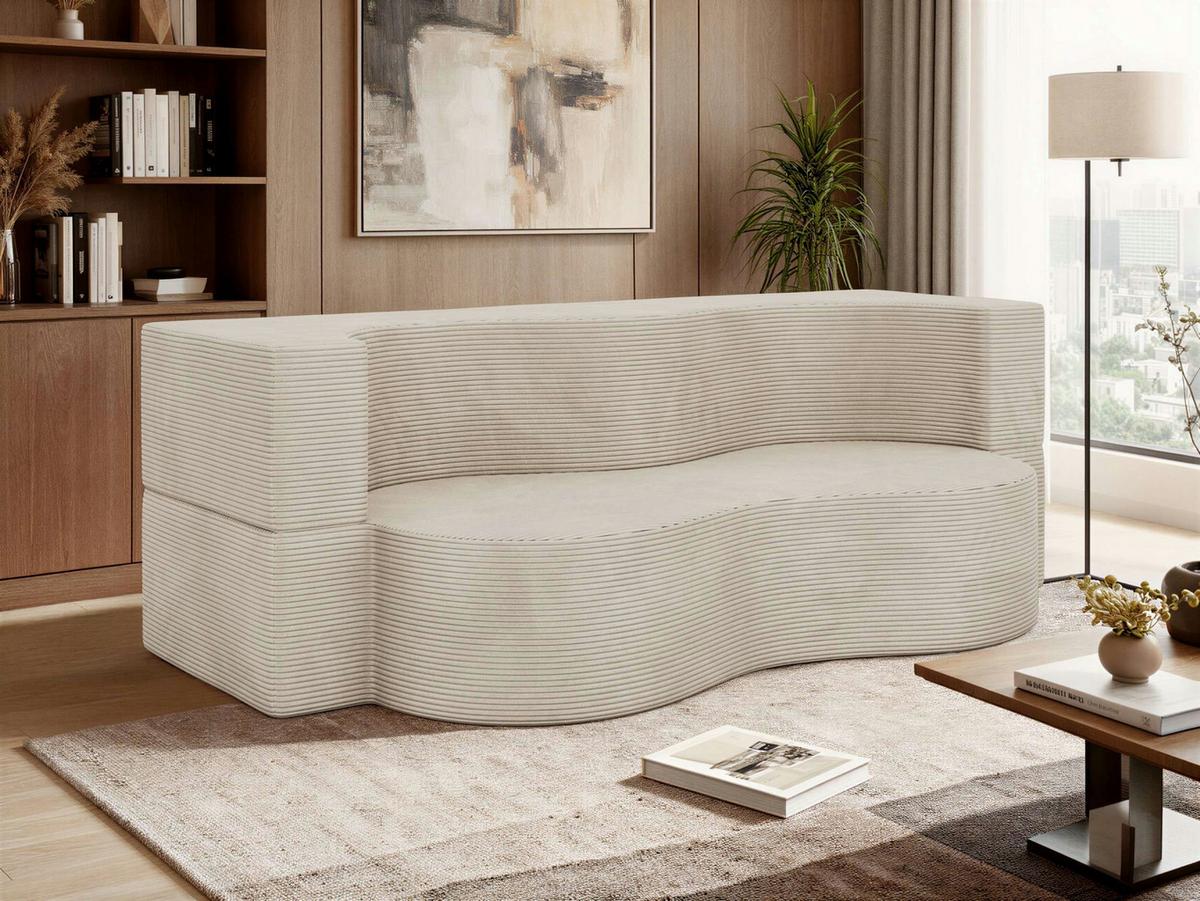 2-SITZER SOFA SANOA - Creme Cord - Creme, Textil (200/68/100cm) - MKS