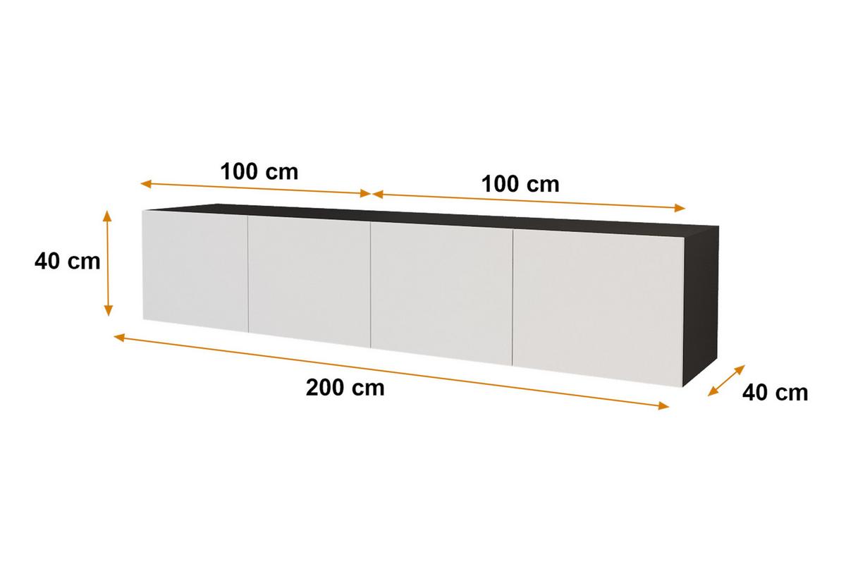 LOWBOARD ELIO-W 2x100x40x40 cm - Schwarz / Weiß - Schwarz, Holzwerkstoff (200/40/40cm) - ALTDECOR