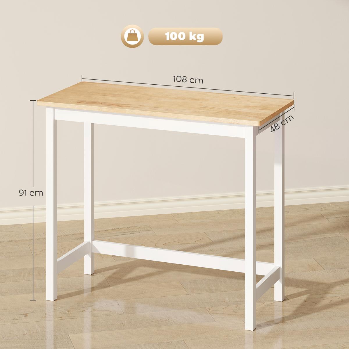 BARTISCH Kautschukholz Eiche - Eichefarben/Weiß, Holz (108/48/91cm) - HOMCOM