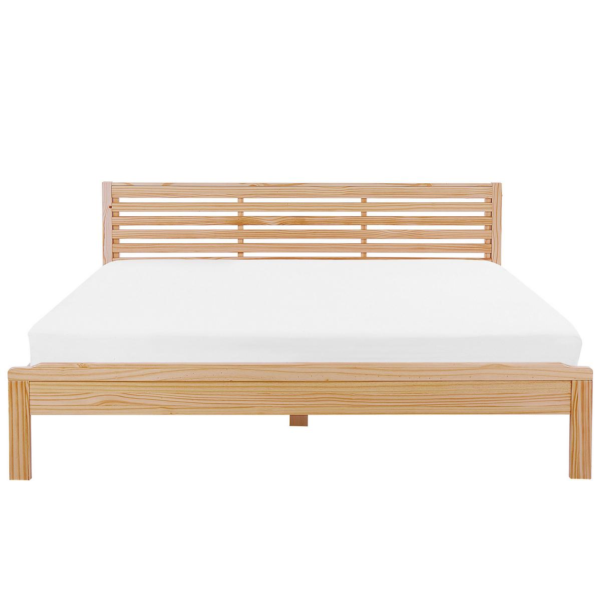 HOLZBETT 180/200cm Heller Holzfarbton Carnac - Hellbraun, Holz (180/200cm) - Beliani