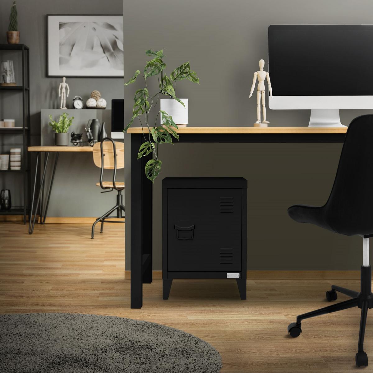 AKTENSCHRANK 40x30x57,5 cm Schwarz aus Stahl - Schwarz, Metall (30/57.5/40cm) - ML-DESIGN