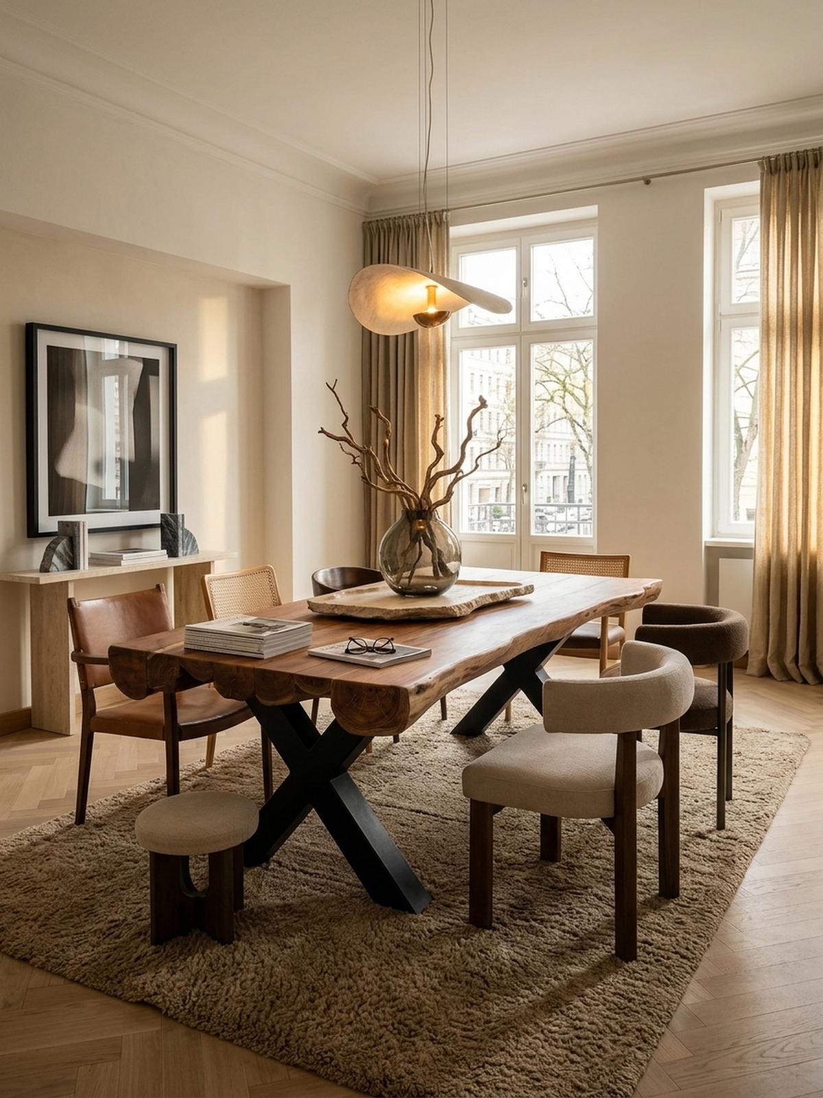 ESSZIMMERTISCH – Akazie Massivholz 200x100x77 cm X-Gestell Natur Schwarz - Beige/Schwarz, Holz/Metall (200/100/77cm) - KADIMA DESIGN