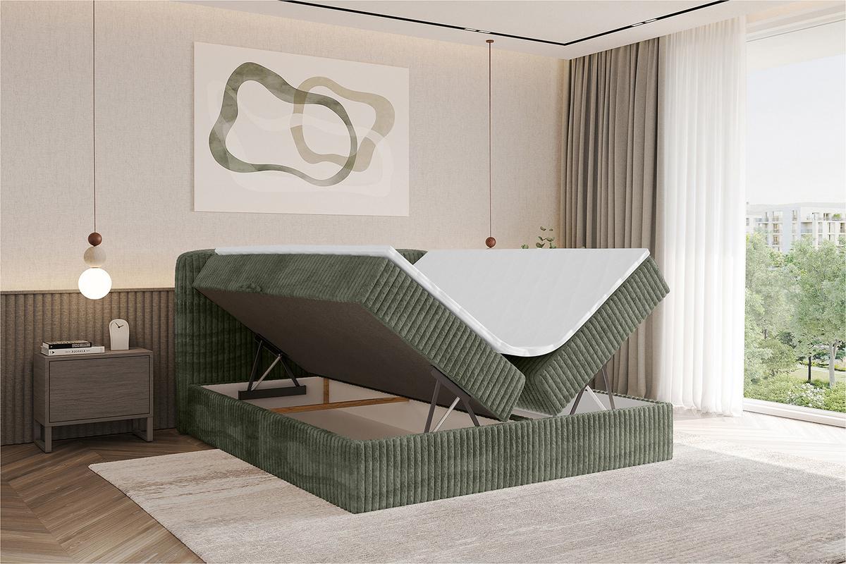 BOXBETT mit Matratze H4 - NINA - 180x200 cm - Olive - Olivgrün, Holzwerkstoff (180/200cm) - ALTDECOR