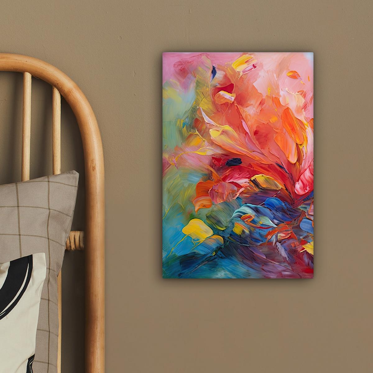 LEINWANDBILD Ölgemälde - Kunst - Abstrakt - Farbenfroh Deko Wohnzimmer 20x30 cm - Altrosa, Textil (20/30cm) - MuchoWow