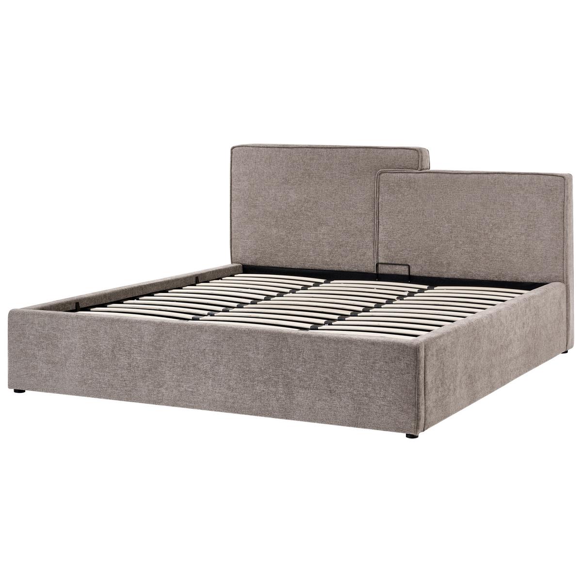 BETT mit Stauraum 180/200 cm Stoff Taupe Lagarde - Taupe, Textil (180/200cm) - Beliani