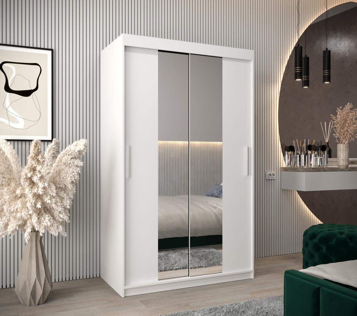 SCHIEBETÜRENSCHRANK mit Spiegel TOKYO 1 200/120/62 2-türig - Silberfarben/Weiß, Holz/Kunststoff (120/200/62cm) - MÖBEL KRYSPOL
