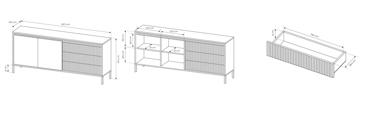 SIDEBOARD Cindy Beige 187/81/40 cm - Beige/Braun, Holzwerkstoff/Metall (187.1/81.4/39.5cm) - WFL GROUP