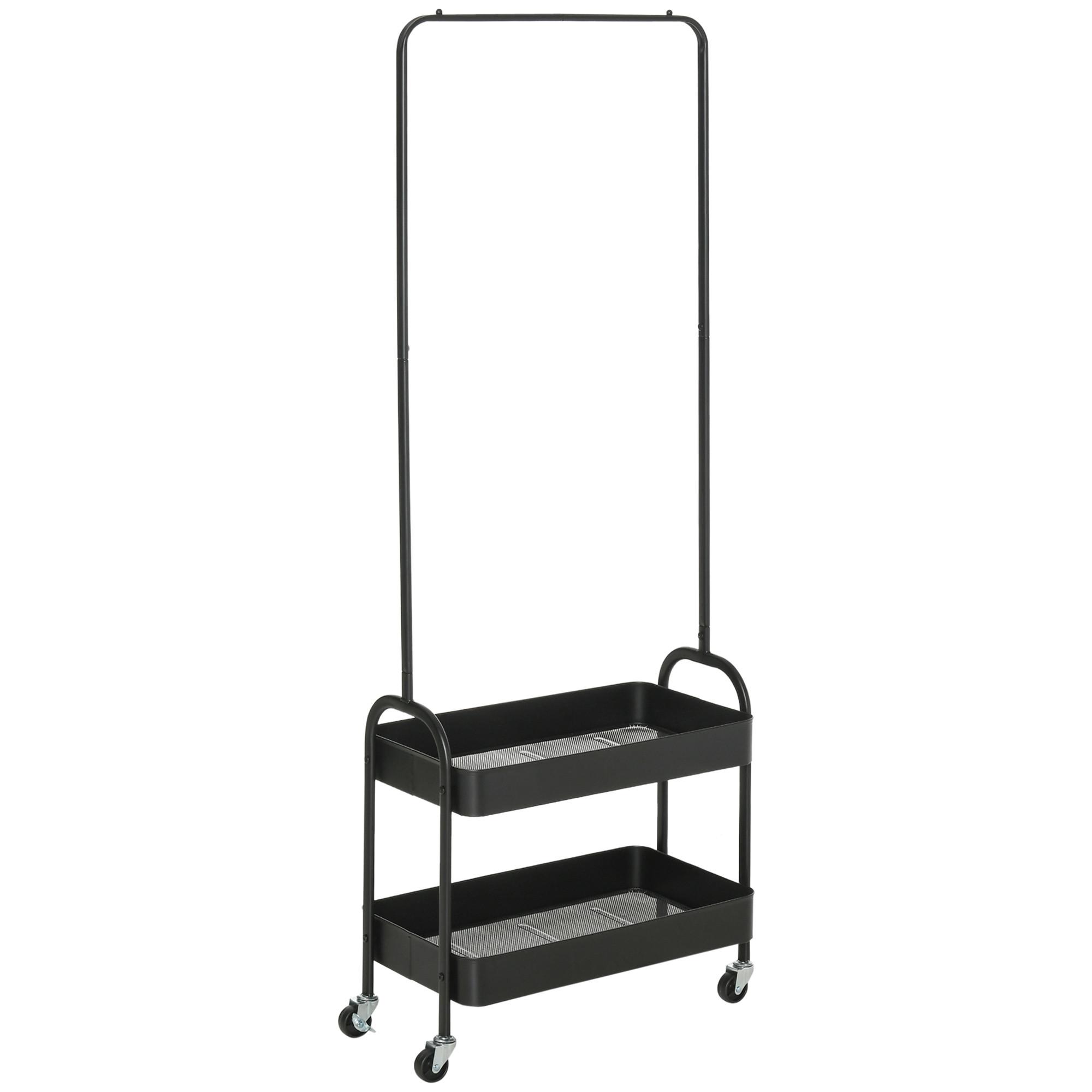 KLEIDERSTÄNDER auf Rollen, Garderobenständer mit Kleiderstange, Schwarz - Schwarz, Metall (31.5/152.5/56.5cm) - HOMCOM