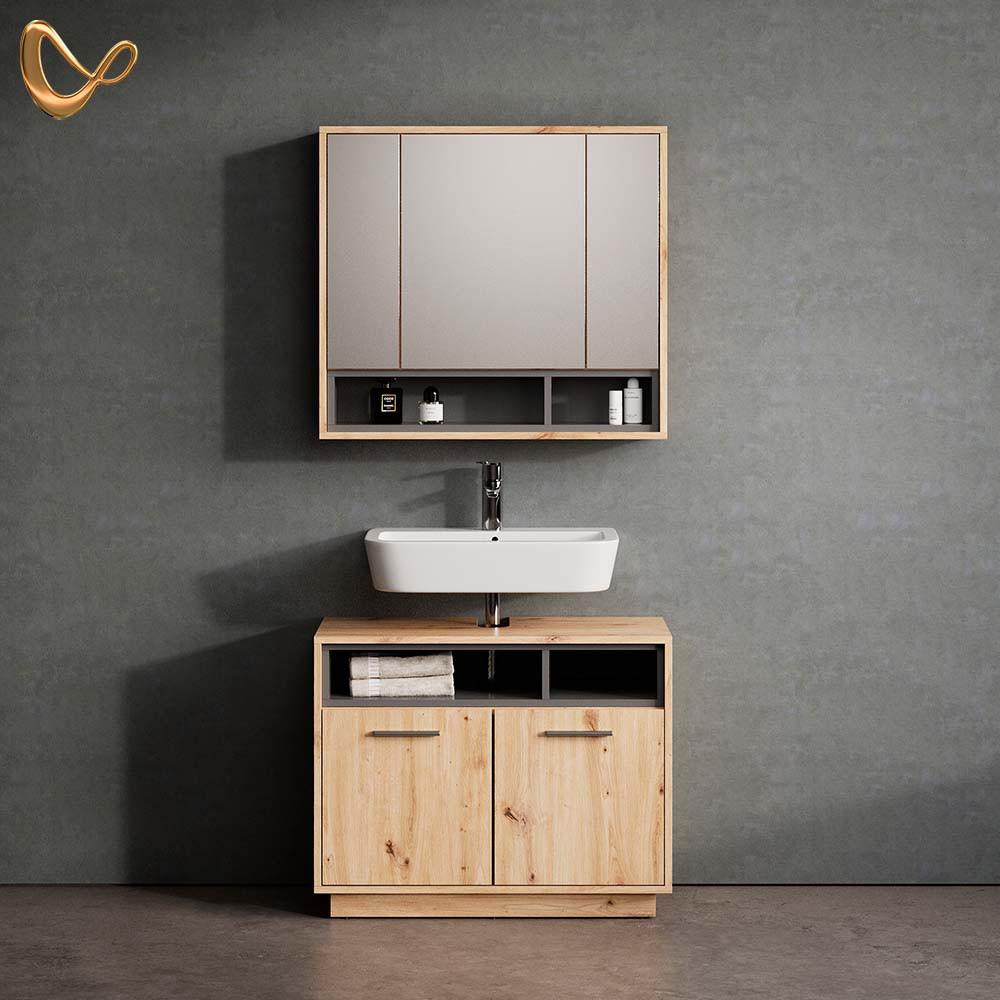 BADMÖBEL-SET Temo Artisan-Eiche 2 Teile - Eiche Artisan, Holzwerkstoff (80/64/40cm) - Livinity®