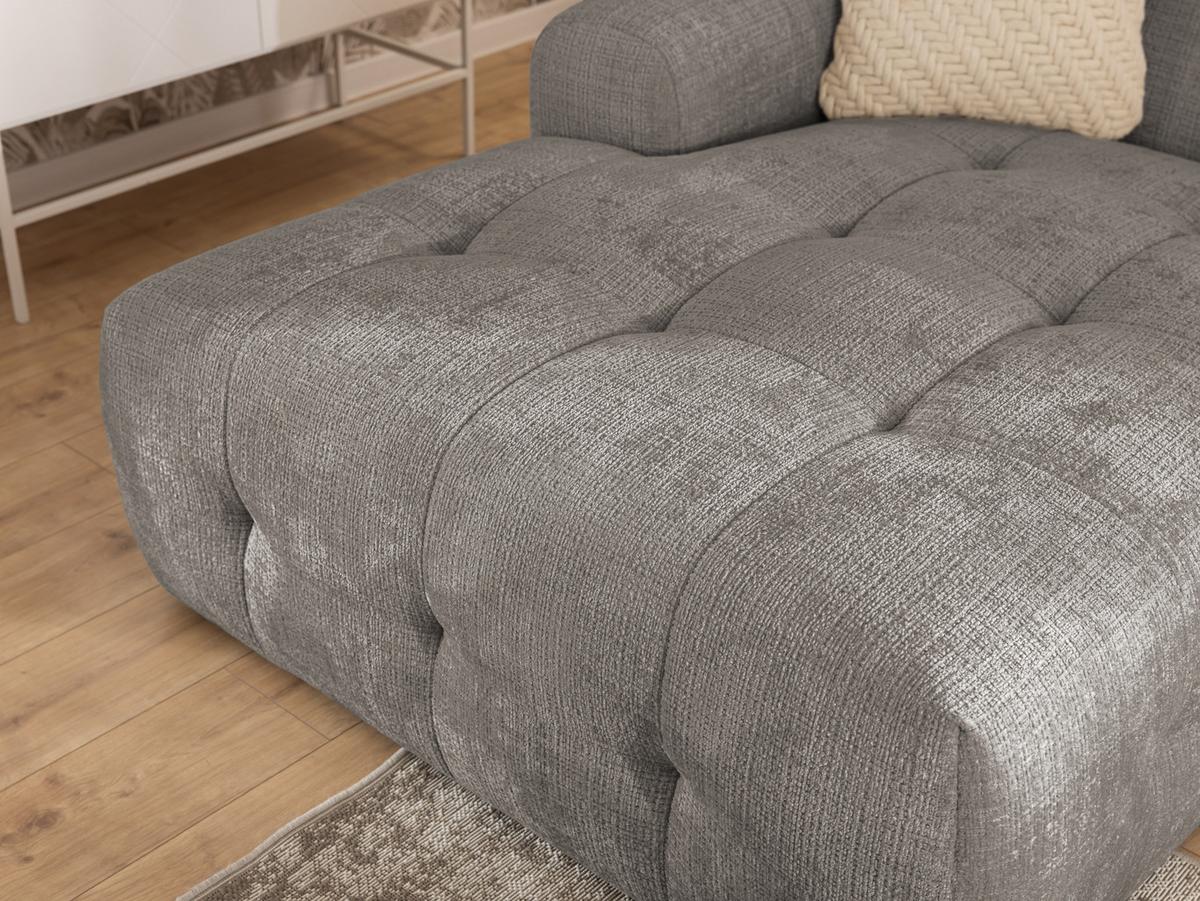 ECKSOFA mit Ottomane links, raffinierten Steppungen, Wellenunterfederung, B234/T161/H79 cm, Chenille-Bezug in Braun Taupe / 21042 - Taupe/Schwarz, Kunststoff/Textil (234/79/161cm) - luma-home
