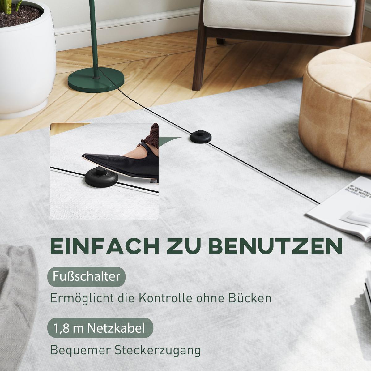 STEHLAMPE mit rundem Schirm, Fußschalter Grün - Grün, Metall (30/30/155cm) - HOMCOM
