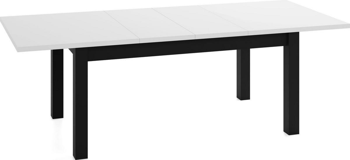 ESSTISCH Lindberg ausziehbar verlängerbar rechteckig, Weiß 160-240/90/77 cm - Schwarz/Weiß, Holz/Holzwerkstoff (90/240/76.5cm) - WFL GROUP