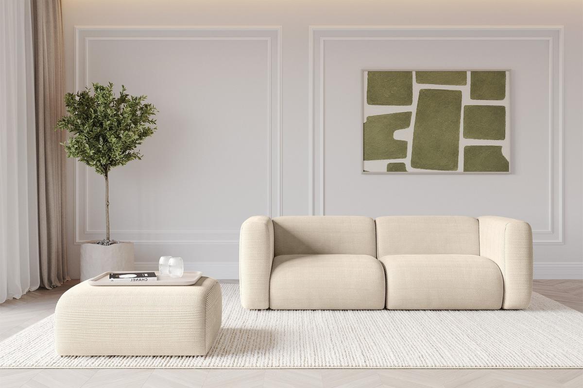 POUF MIRA-PUF 91x89x40 Beige cm Cord Modular Sitzhocker - Sandfarben/Beige, Holzwerkstoff/Kunststoff (91/40/89cm) - ALTDECOR