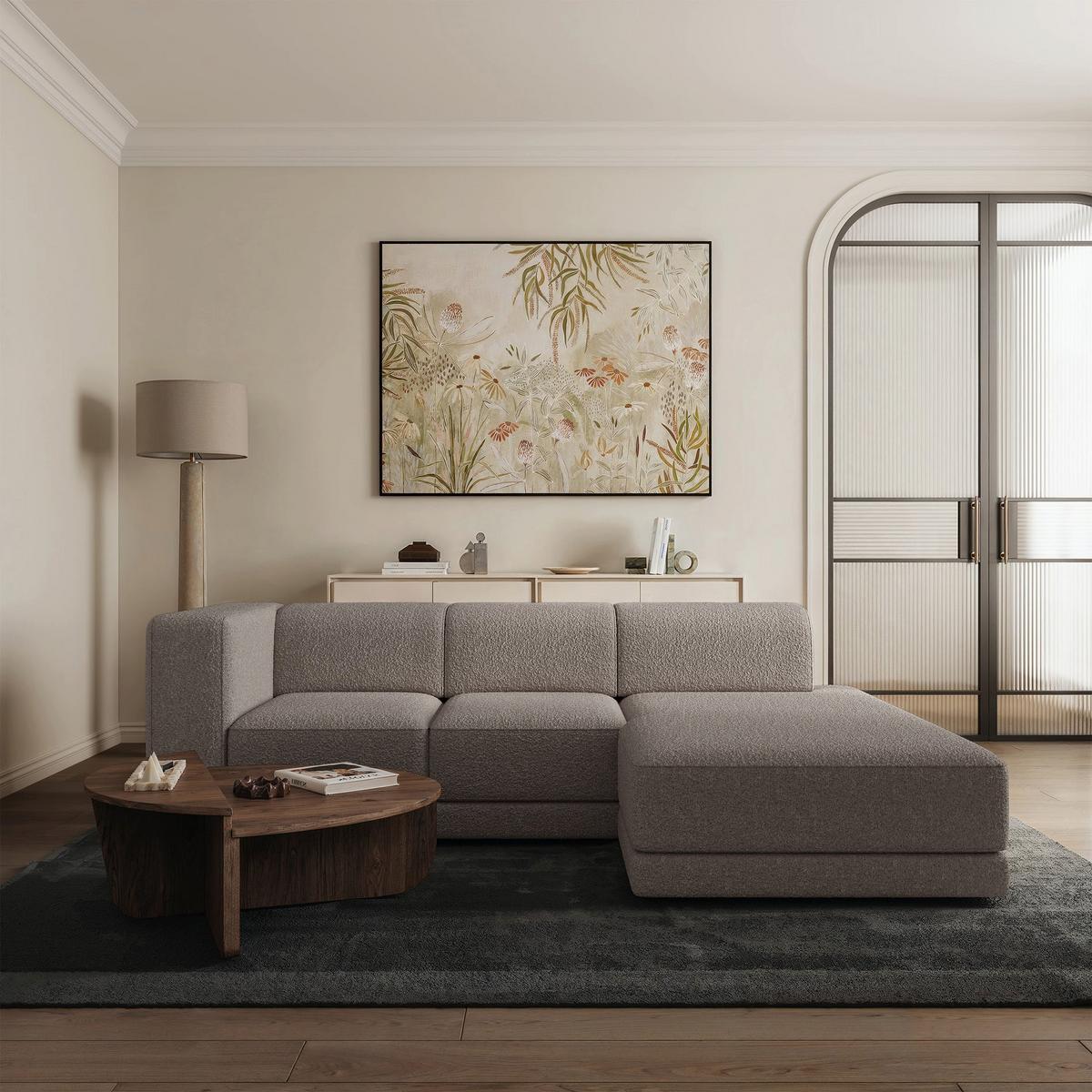 ECKSOFA Novals L-Form, 4-Sitzer, rechts 278 cm - Taupe/Schwarz, Holz/Kunststoff (168/278cm) - Selsey