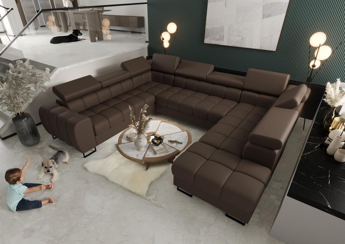 WOHNLANDSCHAFT Bastien Xl - Braun, Holzwerkstoff/Textil (350/95/265cm) - Fun Möbel