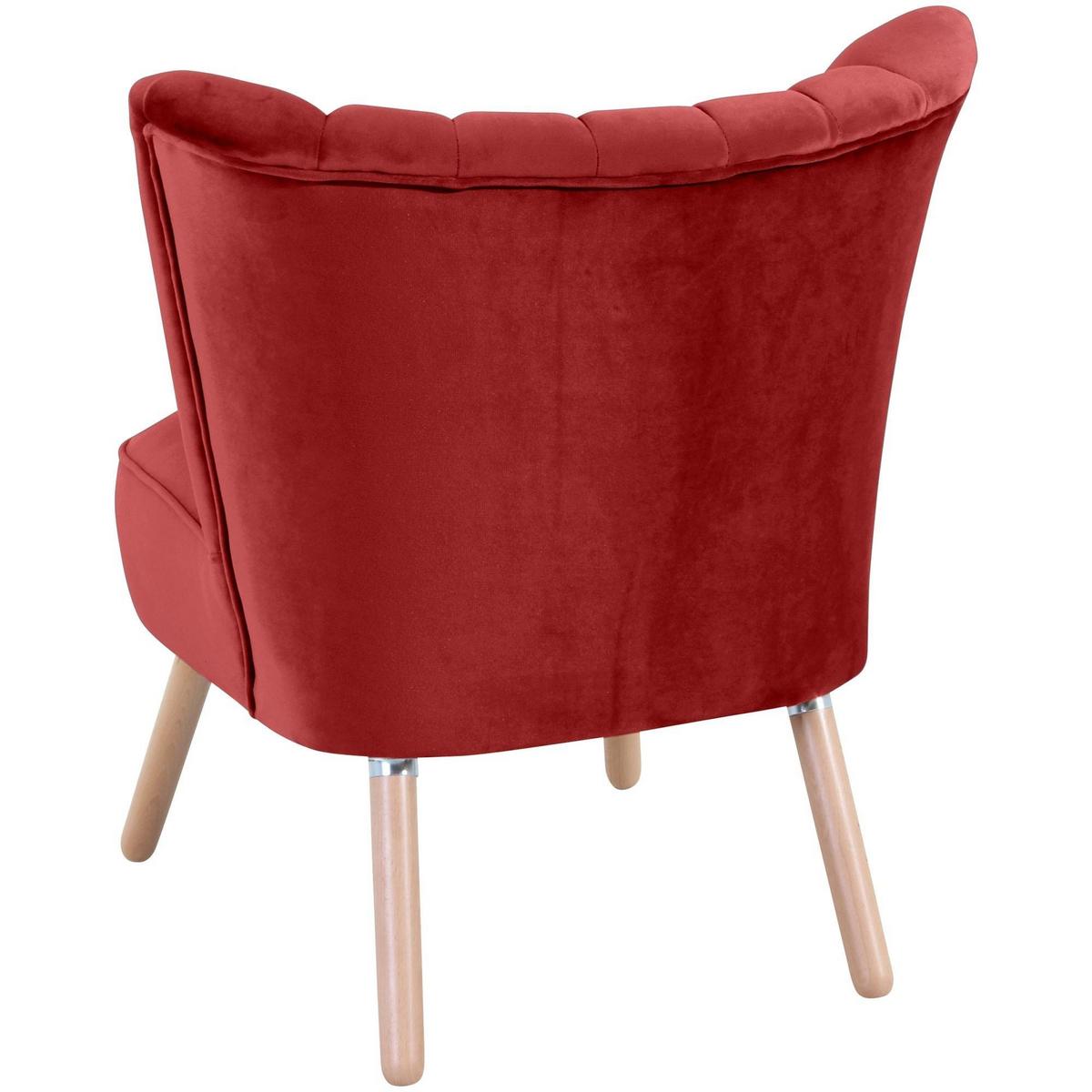 SESSEL Kadisha Bezug Samtvelours Buche natur / ziegel - Buchefarben/Kirschrot, Kunststoff (70/80/66cm) - 58aufmkessel
