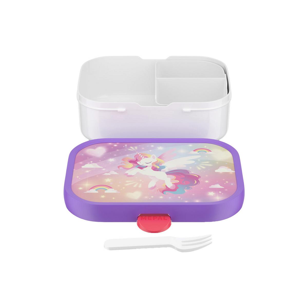 BROTDOSE Campus (2025) Unicorn Glow 750 ml - Violett/Weiß, Kunststoff (13.2/6.1/17.8cm) - Mepal