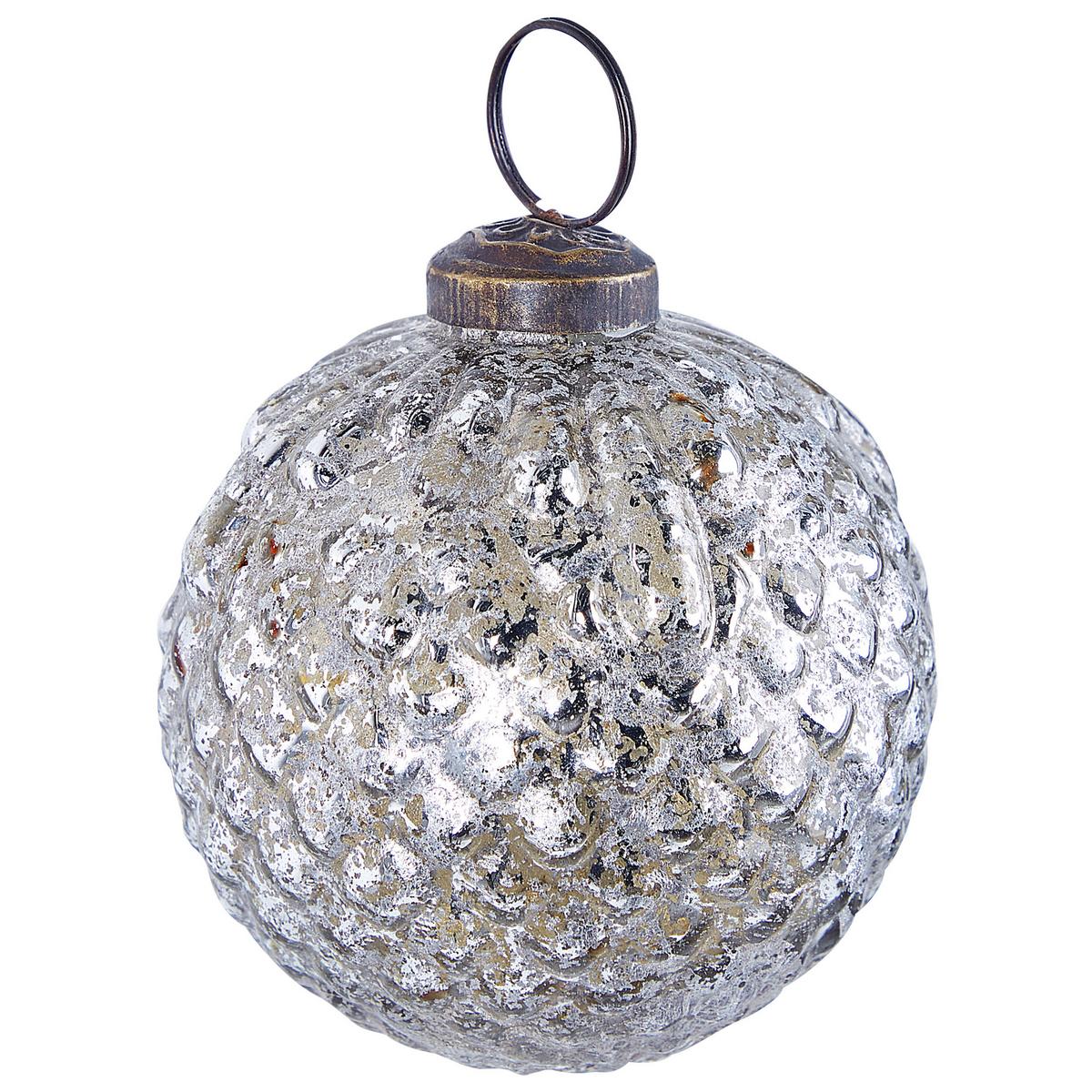 WEIHNACHTSKUGEL 6er Set Glas Silber Argentin - Silberfarben, Glas (10/14/10cm) - Beliani