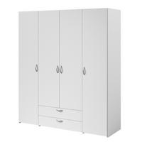 KLEIDERSCHRANK weiß 160 cm 4-türig, Drehtürenschrank - Silberfarben/Weiß, Holzwerkstoff/Kunststoff (160/185/51cm) - Furn.Design